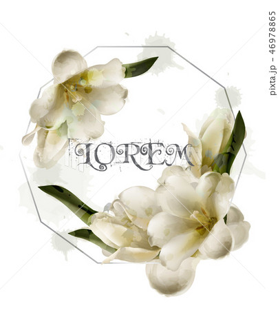 Lily watercolor flowers abstract wreath frame Lily watercolor flowers abstract wreath frame 46978865