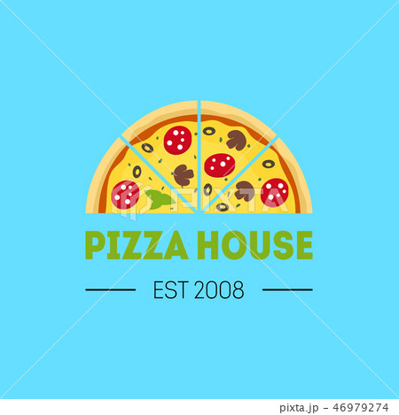 Cartoon Pizzeria Sign Color Card Poster. Vector Cartoon Pizzeria Sign Color Card Poster. Vector 46979274