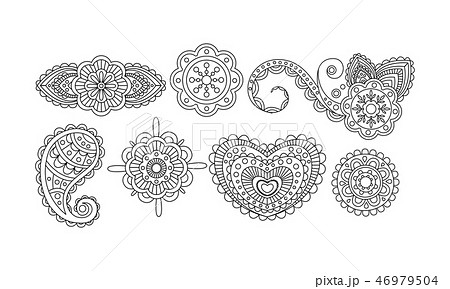 Elegance abstract monochrome floral hand drawn mandala stylized ornaments vector Illustration 46979504