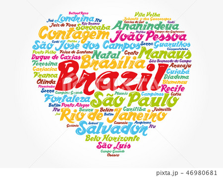 Heart word cloud with List of cities in Brazil 46980681