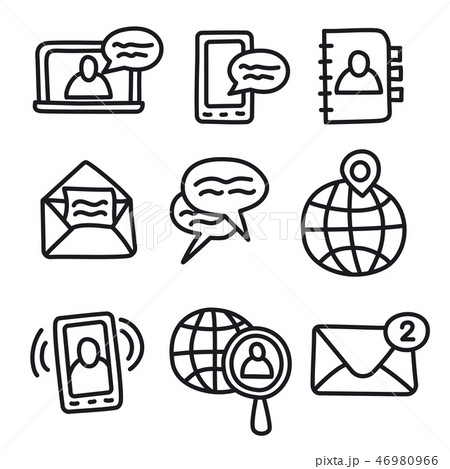 communucation icons bw 46980966