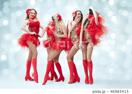 young beautiful dancers posing on studio background 46983415