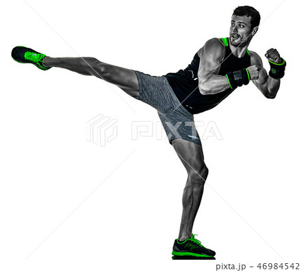 fitness man cardio boxing exercises isolated fitness man cardio boxing exercises isolated 46984542