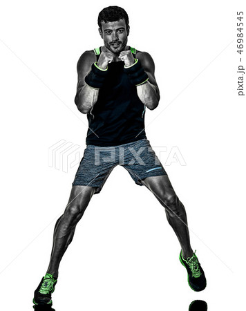 fitness man cardio boxing exercises isolated fitness man cardio boxing exercises isolated 46984545
