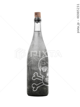 Old bottle with poison inside, covered in dust Old bottle with poison inside, covered in dust 46985231