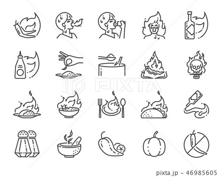 Spicy line icon set 46985605