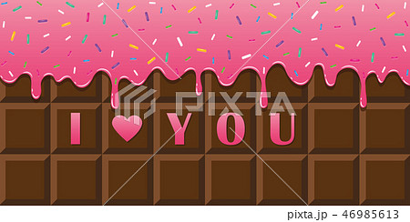 I love you chocolate bar with pink melting glaze and colorful sprinkles 46985613