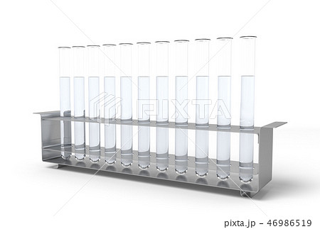 3d rendering of a set of test glasses full of liquid on a white background. 46986519