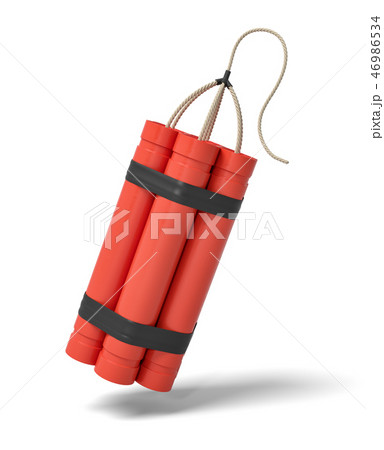 3d rendering of a bundle of dynamite sticks isolated on a white background. 46986534