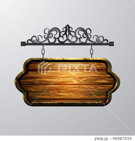 hanging, wooden Board vector, wooden object for text. 46987034