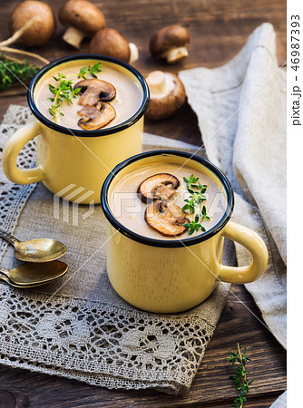 Creamy mushroom soup with champignons Creamy mushroom soup with champignons 46987393