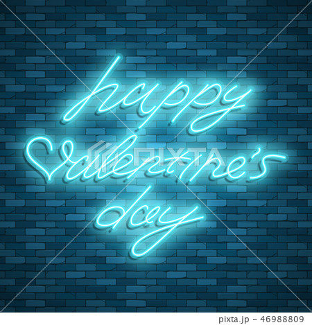 Happy Valentines Day. Neon. Vector stock images 46988809