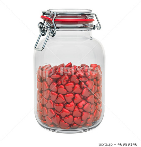 Valentine's Day concept. Glass jar with red hearts 46989146