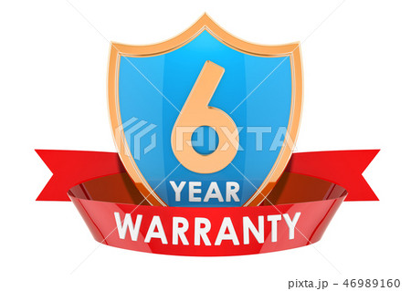 6 year warranty shield, badge. 3D rendering 6 year warranty shield, badge. 3D rendering 46989160