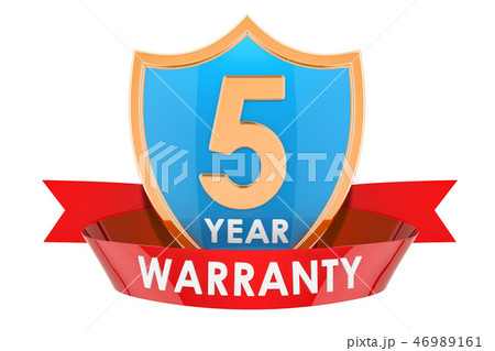 5 year warranty shield, badge. 3D rendering 5 year warranty shield, badge. 3D rendering 46989161
