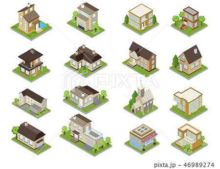 Suburbia Buildings Icons Set 46989274