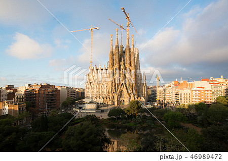 Aerial view of the Sagrada Familia in Barcelona 46989472