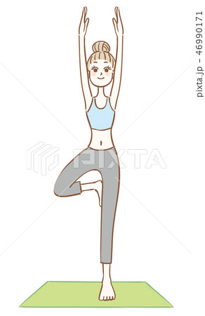 ヨガ　ストレッチ　女性 46990171