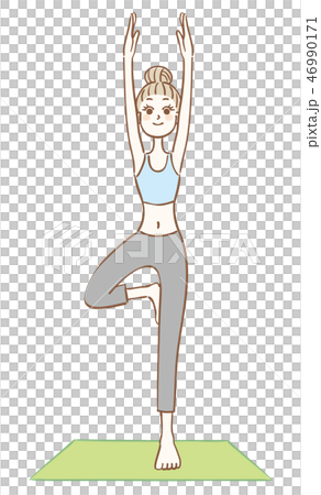 ヨガ　ストレッチ　女性 46990171