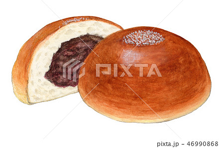 パン あんパン 手描き 水彩のイラスト素材 46990868 Pixta