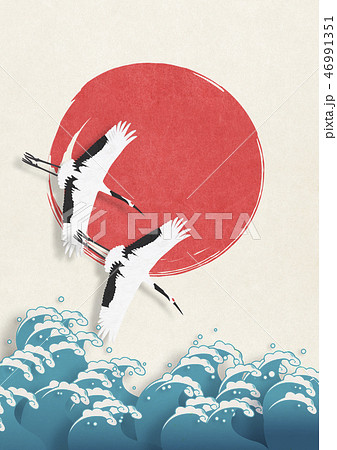 和紙の風合いを感じる日本画のイラスト素材