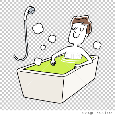 お風呂でリラックスする男性 お風呂でリラックスする男性 46991532