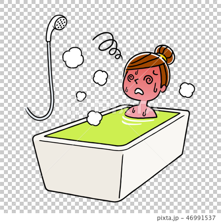 入浴 お風呂 のぼせる女性のイラスト素材