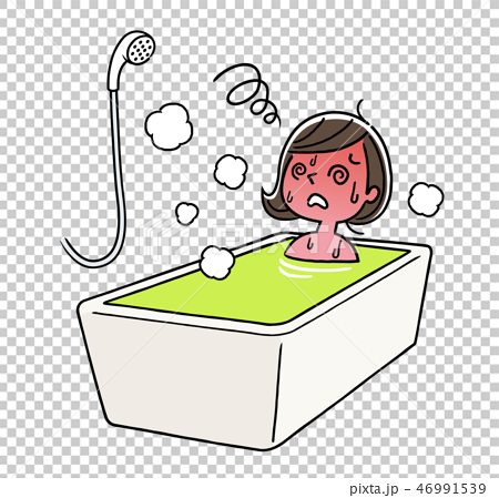 入浴 お風呂 のぼせる女性のイラスト素材