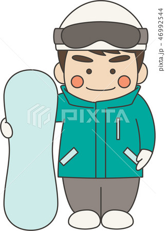 男性キャラクタースノーボードのイラスト素材