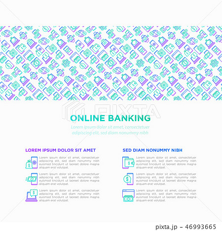 Online banking concept with thin line icons Online banking concept with thin line icons 46993665