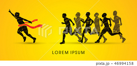 Group or runners, the winner graphic vector. 46994158
