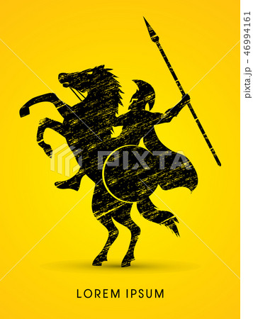 Spartan warrior riders with a spear graphic vector 46994161