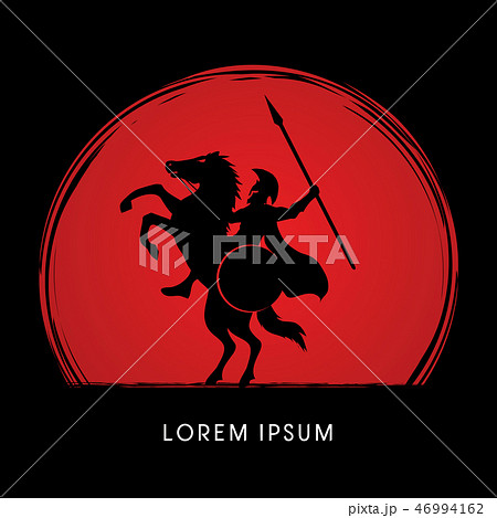 Spartan warrior riders with a spear graphic vector 46994162