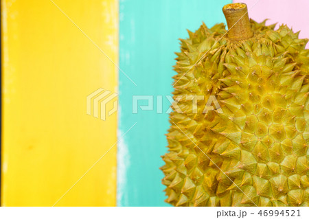 Fresh Cut Monthong Durian on colorful background 46994521