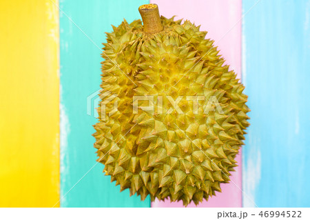 Fresh Cut Monthong Durian on colorful background 46994522