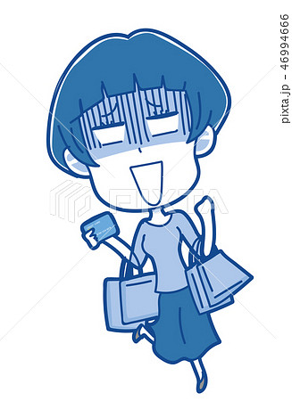 買い物をしすぎた女性のイラスト 46994666