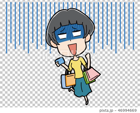 買い物をしすぎた女性のイラスト 46994669