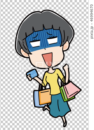 買い物をしすぎた女性のイラスト 46994670