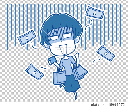 イラスト素材: お金が飛んで行く　女性　イラスト 46994672