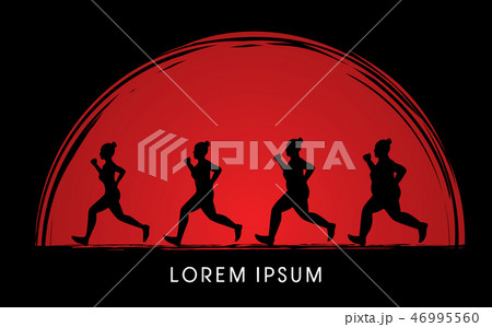 Fat woman running step graphic vector Fat woman running step graphic vector 46995560