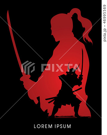Samurai Warrior with sword, Ready to fight graphic 46995569