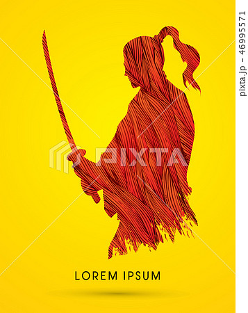 Samurai Warrior with sword, Ready to fight graphic Samurai Warrior with sword, Ready to fight graphic 46995571