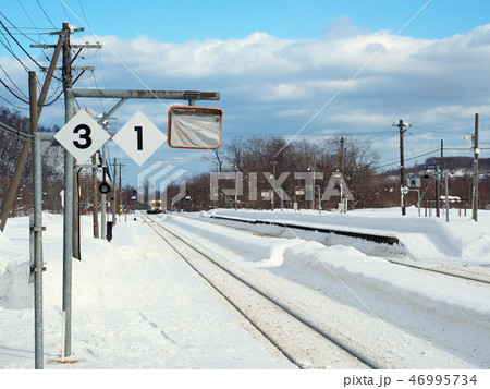 冬の駅　函館本線　然別駅 46995734