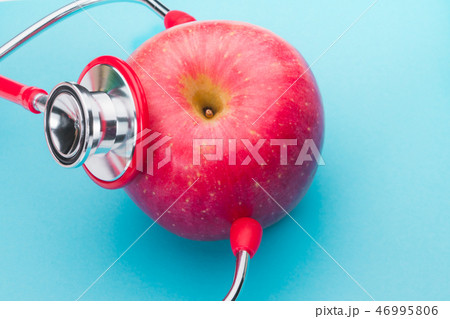 world health day stethoscope and red apple 46995806