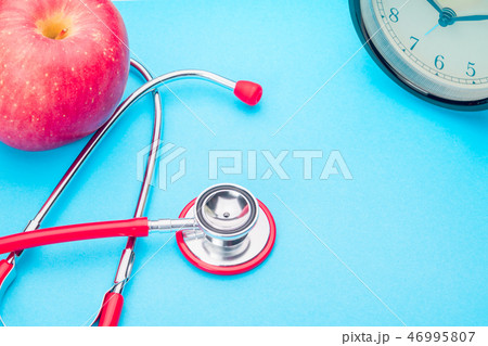 world health day stethoscope and red apple 46995807