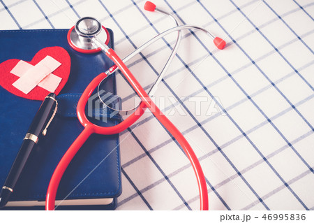 World health day red stethoscope and red heart 46995836