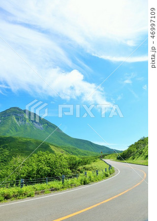 北海道　知床　夏の青空と羅臼岳 46997109