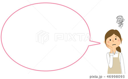 困るエプロンの女性　ふきだし 46998093