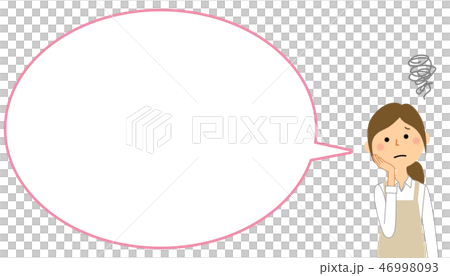 困るエプロンの女性　ふきだし 46998093