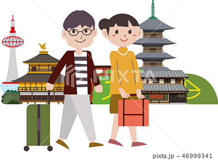 京都旅行のイラスト素材